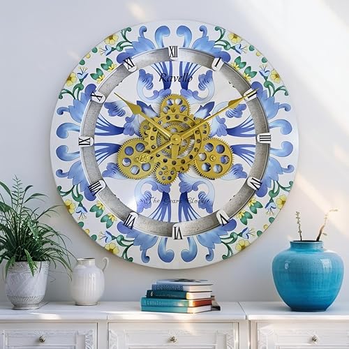 Vista 48 de The Gears - Reloj de pared con engranajes móviles (Vietri, redondo de 36 pulgadas)