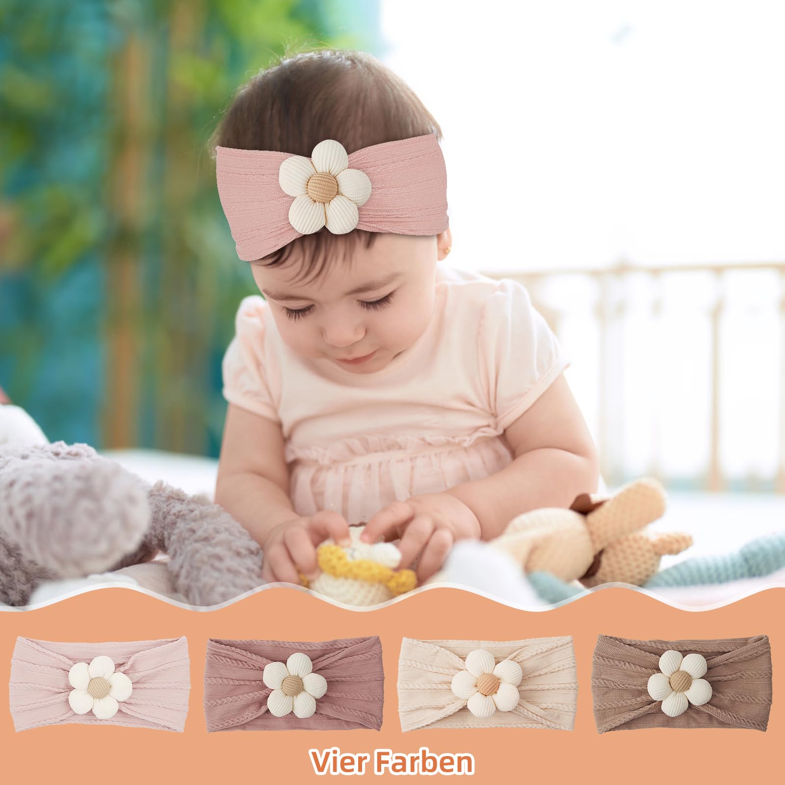 Beaupretty 2 Stuks Baby Bloemen Hoofdband Rekbare Haarband Voor Pasgeboren Baby Meisjes Peuter Jongens En Meisjes Strass Bloem Haaraccessoires