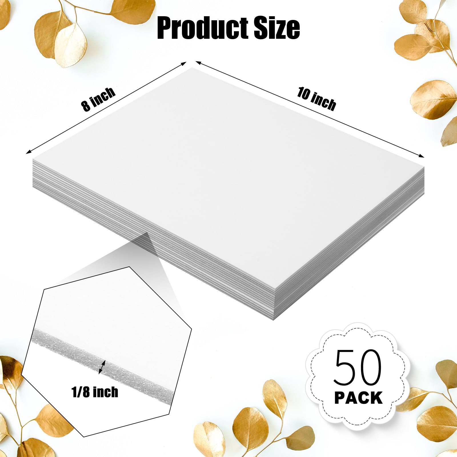 Frienda 50 Stück weiße Schaumstoffplatten, Schaumstoff-Posterplatten, 20,3 x 25,4 cm, für Projekte, doppelseitige Dicke, starr für Schule, Handwerk, Büro, Kunstprojekte, Handwerk, Präsentation