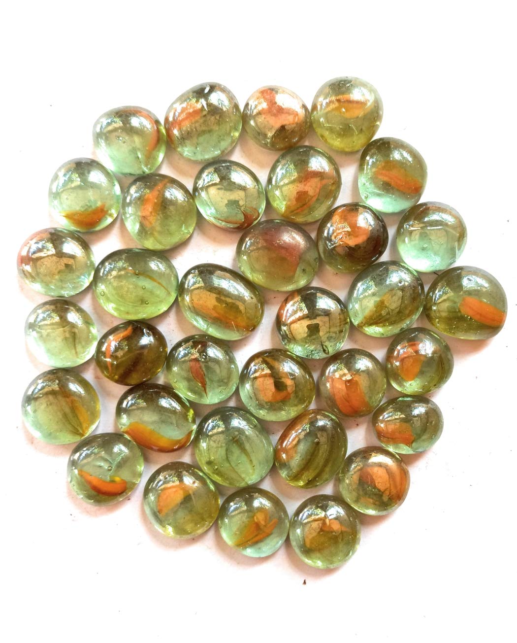 OhhSome 1Kg Orange Transparent Glass Colourful Pebbles for Bamboo Plants & All Purpose Pack [1Kg]