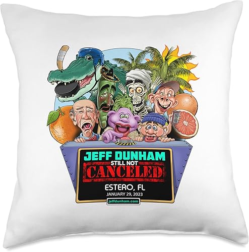 JEFF DUNHAM Estero FL 2023 - Almohada de 18 x 18 pulgadas multicolor