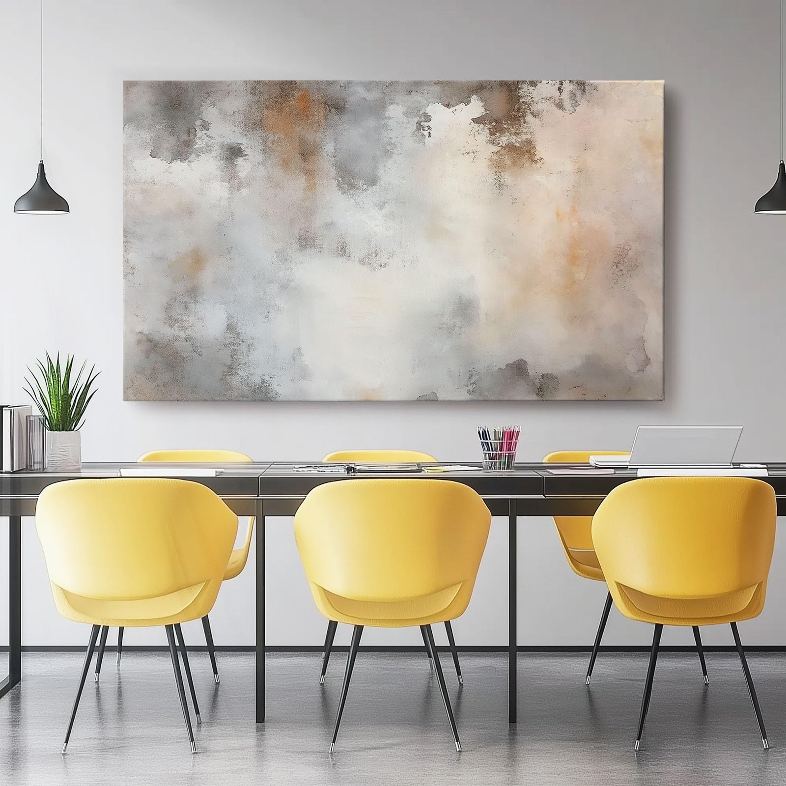 Bild auf Leinwand Abstrakt Used-Look Textur Wanddeko Wohnzimmer Aesthetic Deko Zimmer Wandbilder Modern Schlafzimmer Esszimmer Room Decor Hellbraunes, 150 x 50 cm