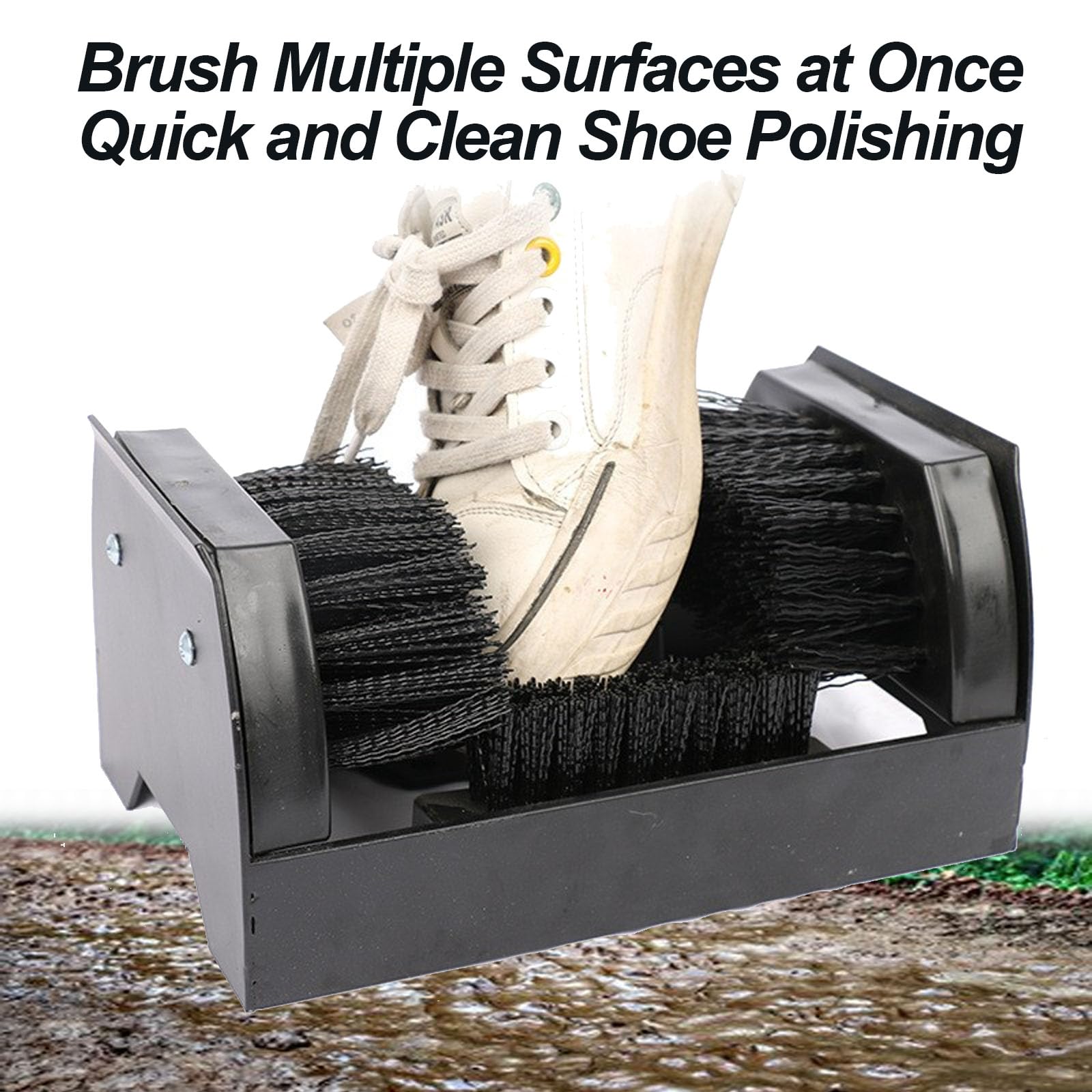 Herramienta Limpiadora De Barro Para Botas, Cepillo De Limpieza De Zapatos De Golf Con Soporte Y Mango, Limpieza Rápida De 360°, No Requiere Agacharse Ni Quitarse Los Zapatos, Acero Inoxidable,