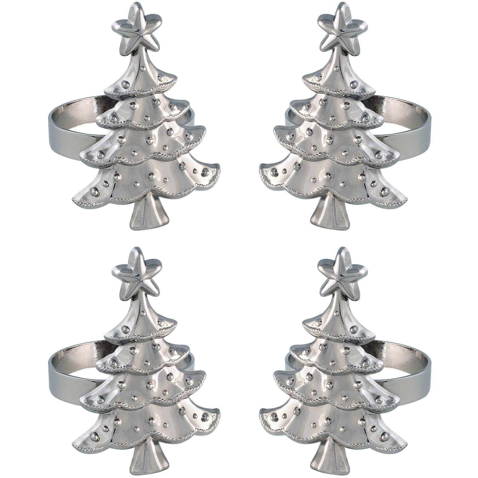 WeRChristmas Set of 4 Christmas Tree Napkin Holders, Multi-Colour, 7cm