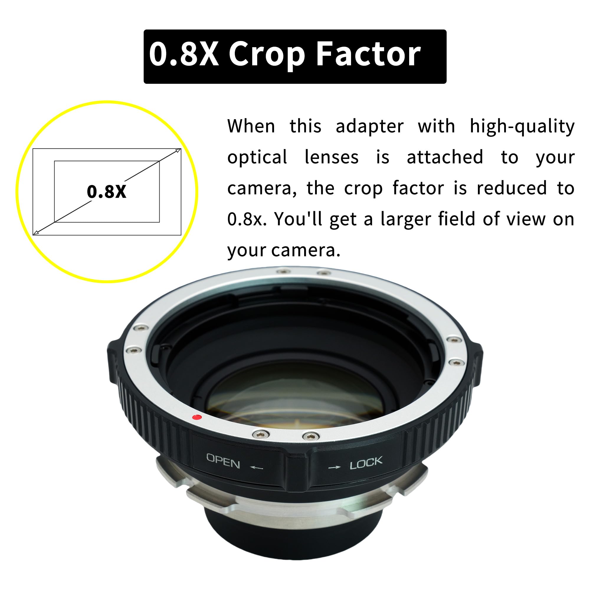 XPIMAGE 0.8X Optical Focal Reducer Adapter Ring for Hasselblad V Lens to LPL Cinema Camera