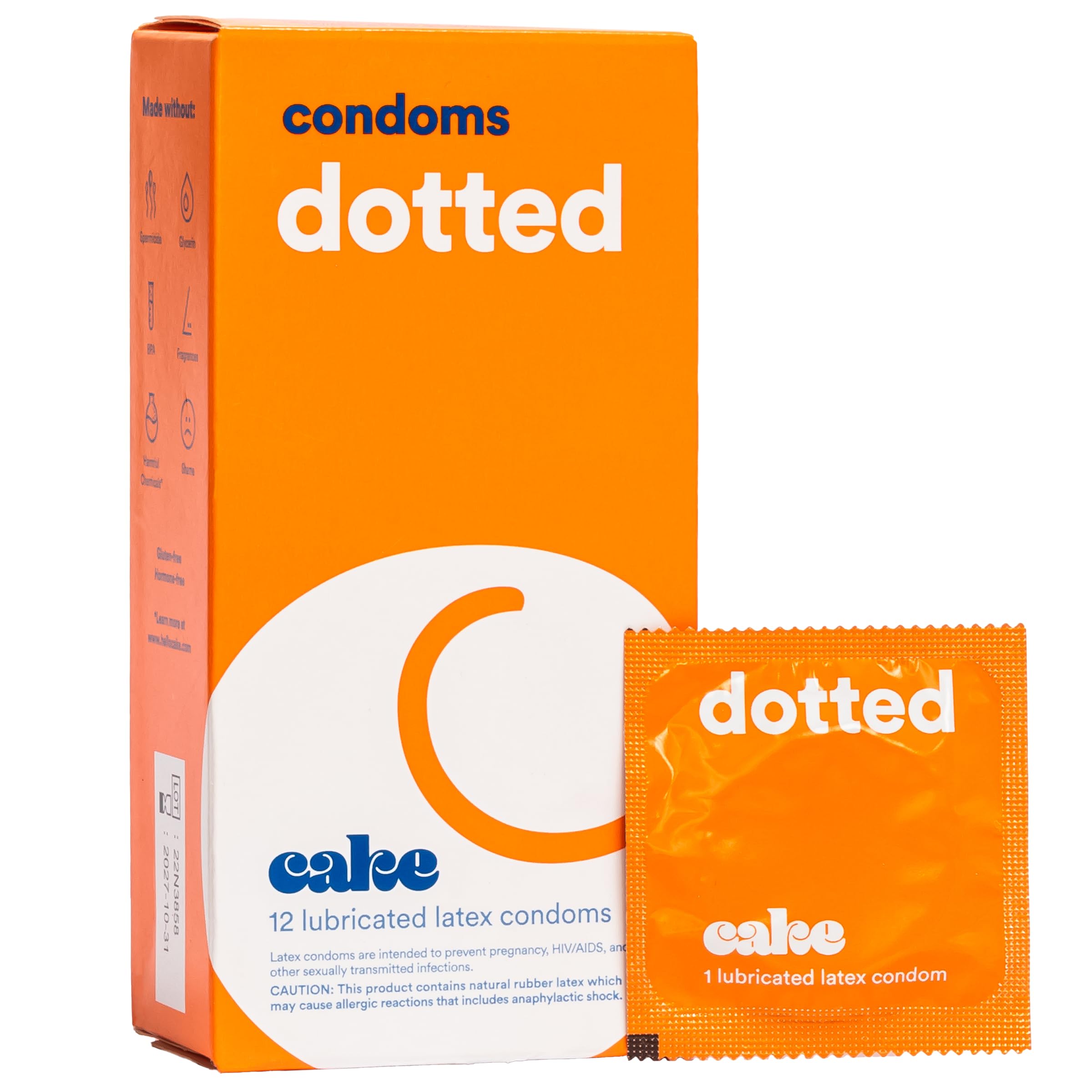 Hello Cake Dotted Condoms, Premium Silicone Lubricated Latex Condoms with Stimulating Studded Texture for Men, BPA Free, Fragrance-Free, Glycerin Free – 12 Count