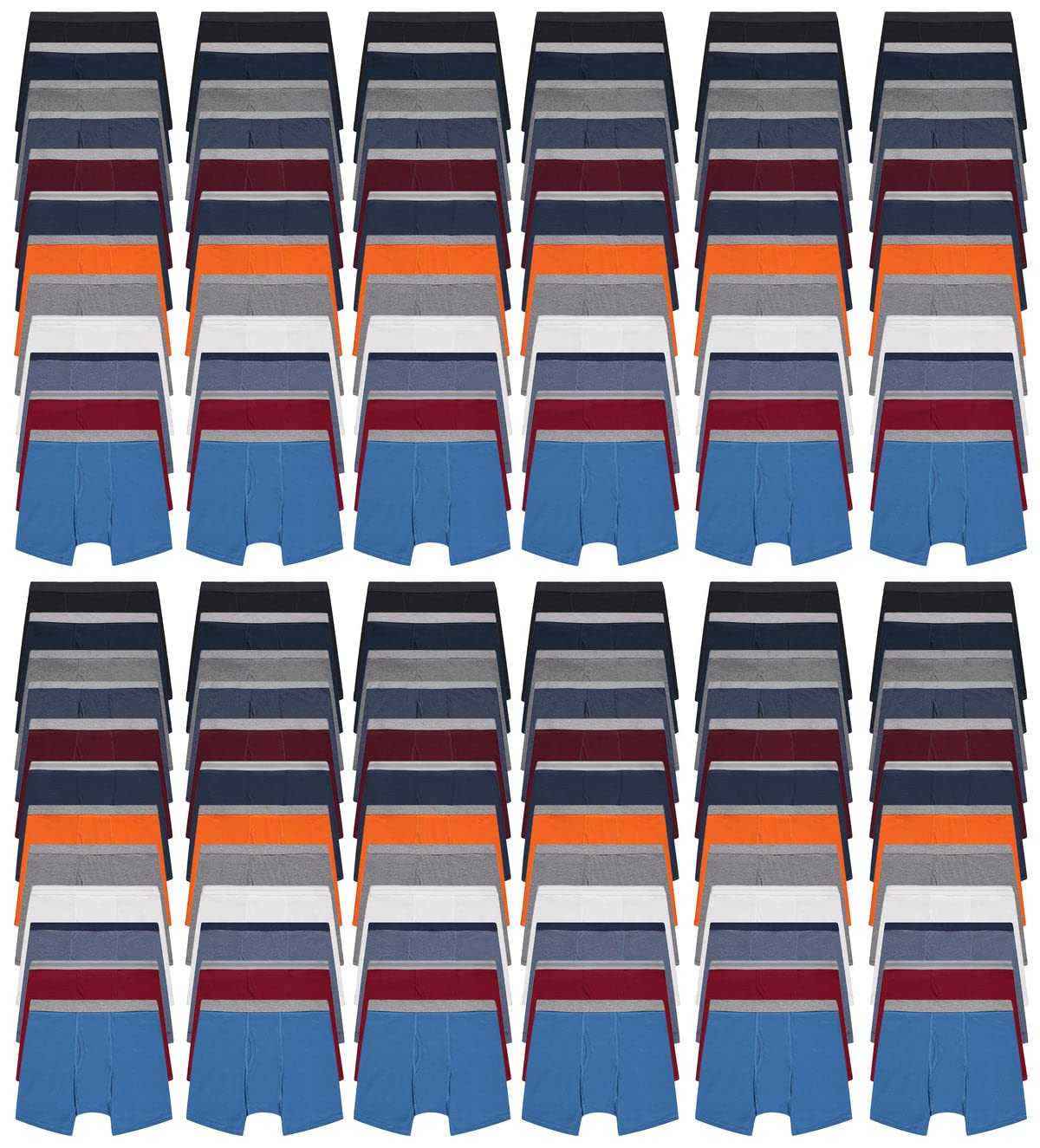 BILLIONHATS 144 Pack of Mens Boxer Briefs Wholesale Colorful Cotton Mens Underwear in Bulk Donating For Homeless Shelters