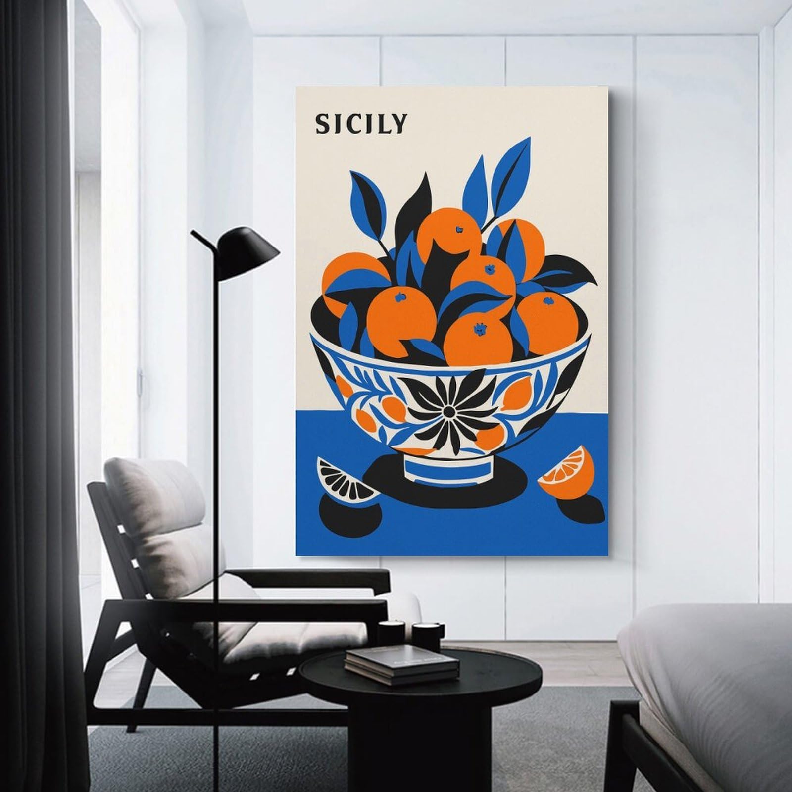 Junmoney Sicily Oranges Decorative Canvas Print, 24x36inch(60x90cm), for Hallway, Entryway Or Landing, Home Artwork for First Impressions