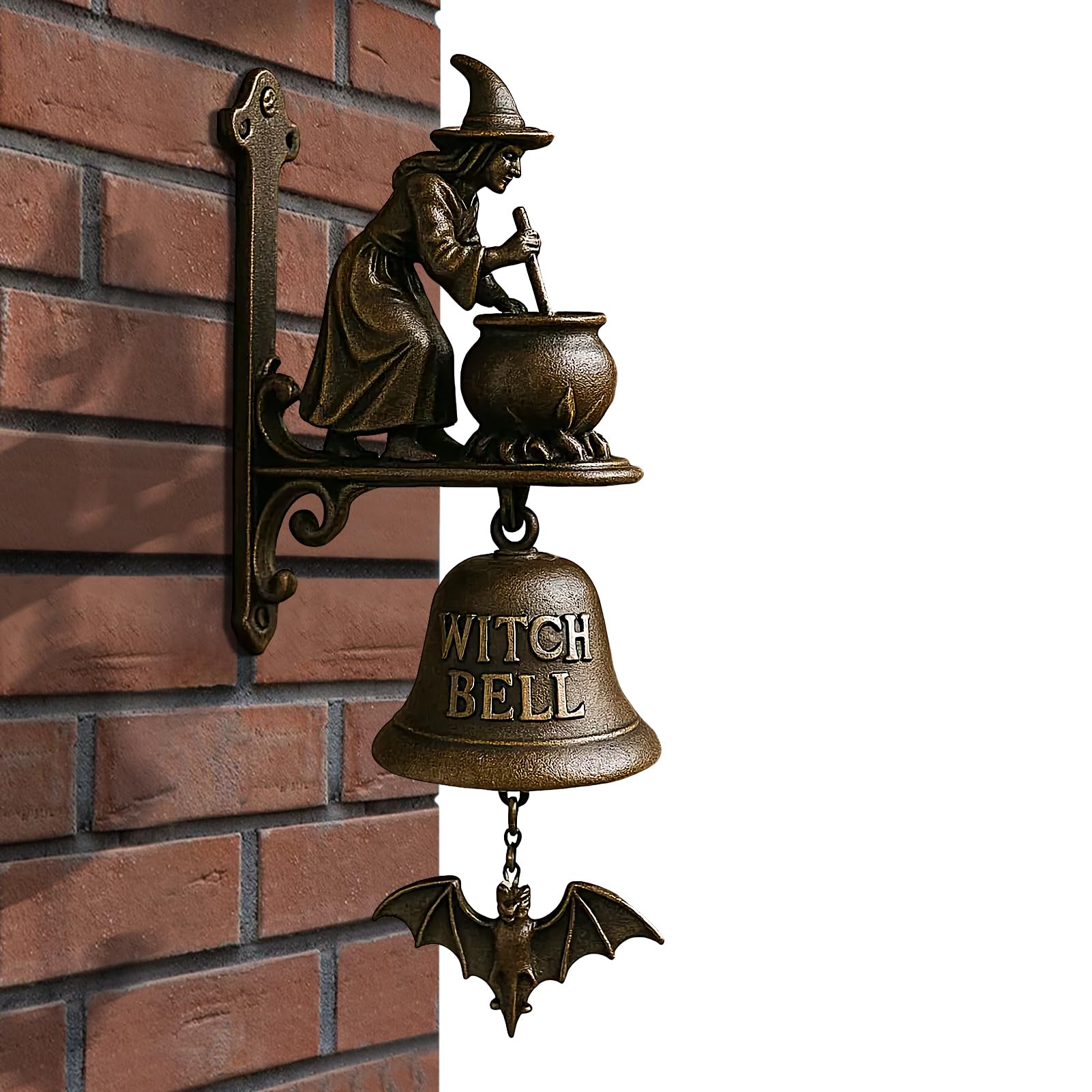 Cloche de dîner vintage teckel en fonte pour mur de jardin et entrée