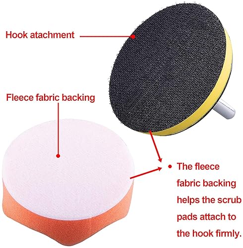 Miniatura 4 de Paquete de 2 almohadillas de respaldo de gancho y bucle de 5 pulgadas con adaptador de taladro de rosca M14, disco de lijado para pulir automóvil,