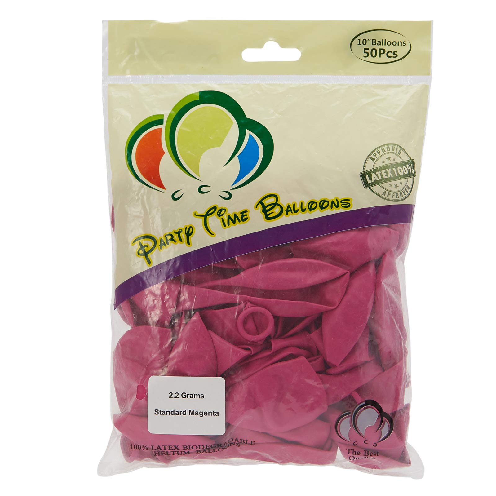 Party Time Magenta Standard Latex Balloons Plain Color 10" 50 Pieces