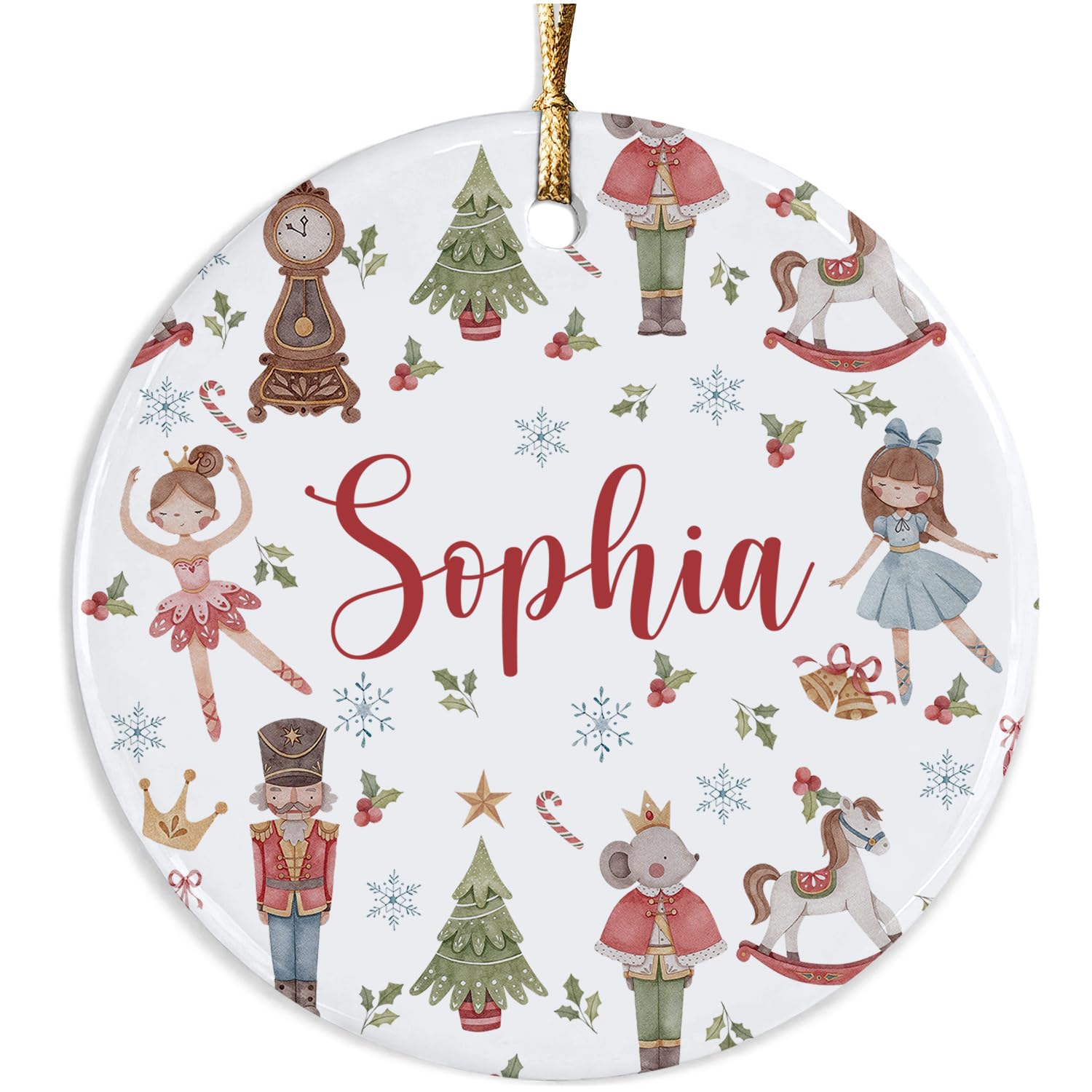 Personalized Nutcracker Ceramic Ornament - Custom Name and Role Nutcracker Ballet Keepsake, Cute Ballerina Christmas Decoration (Cute Nutcracker)