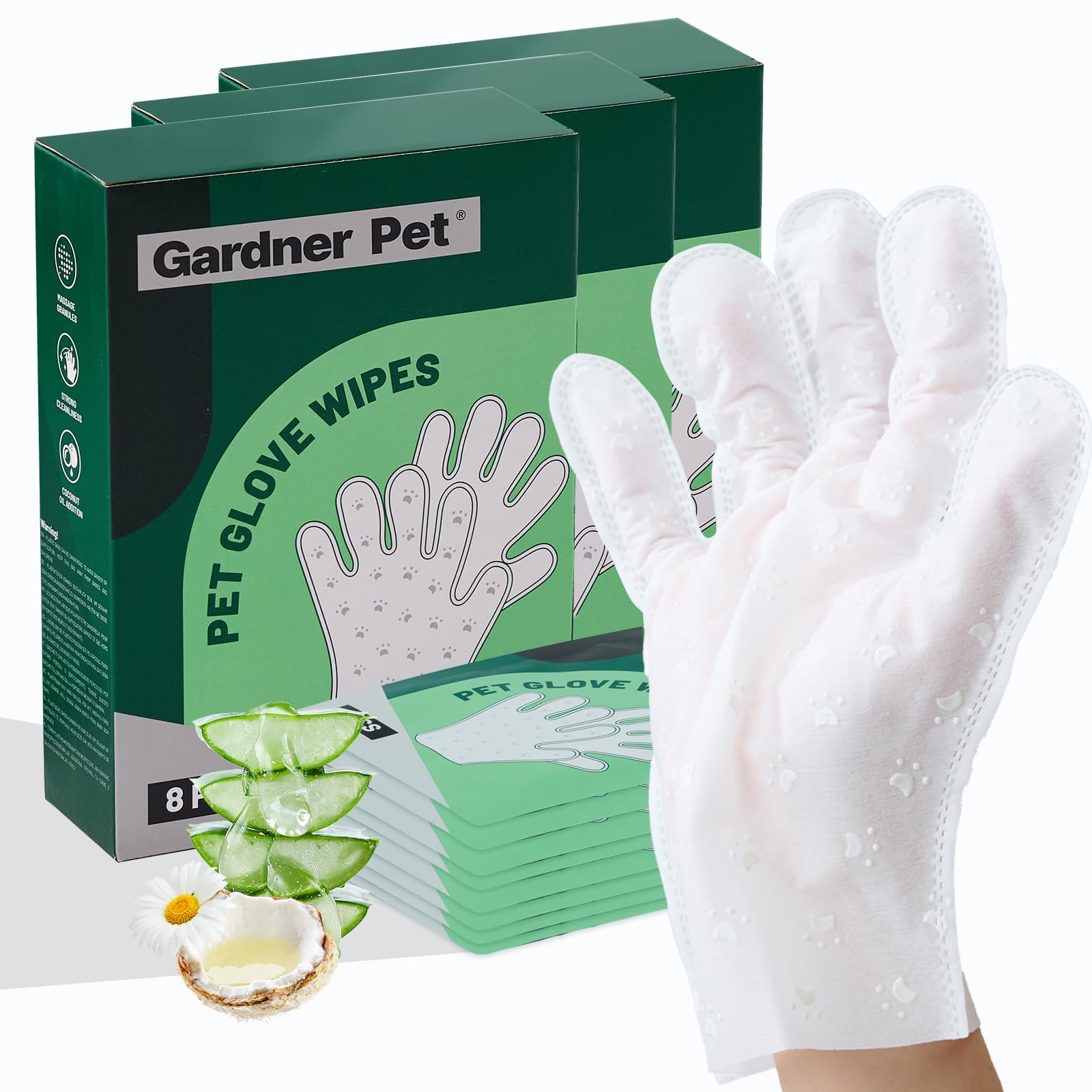 Gardner Pet Extra Thick Pet Glove Wipes for Dogs and Cats, Dog Wipes Cleaning Deodorizing Bath Wipes, Dog Wipes for Paws a...