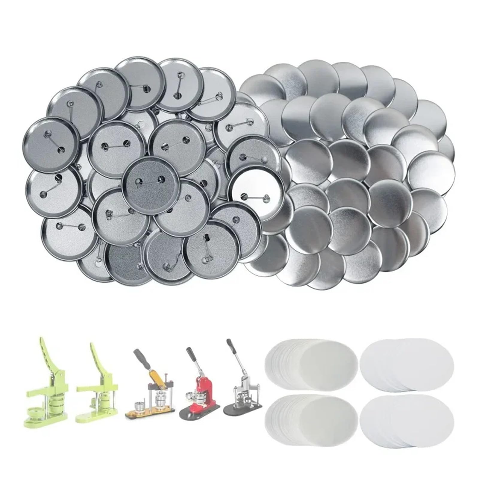 Forniture for la realizzazione di spille e bottoni in metallo, 100 set di spille rotonde for macchina for la produzione di bottoni Ampiamente utilizzato(100pcs-25mm)