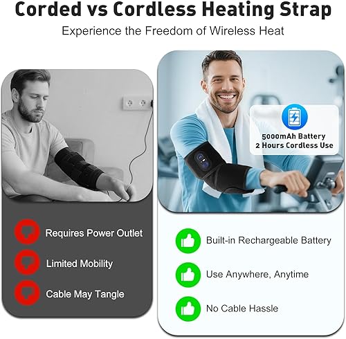 Miniatura 7 de Envoltura térmica recargable  Almohadilla térmica de 5000 mAh con 3 ajustes de calor y temporizador para frente, cuello, muñeca, rodilla, pierna,