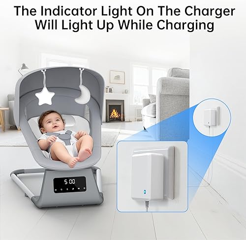 Miniatura 3 de Cargador de columpio para bebé de 5 V, adaptador USB de cable de alimentación de 6.6 pies con indicador LED, protección múltiple, para columpios