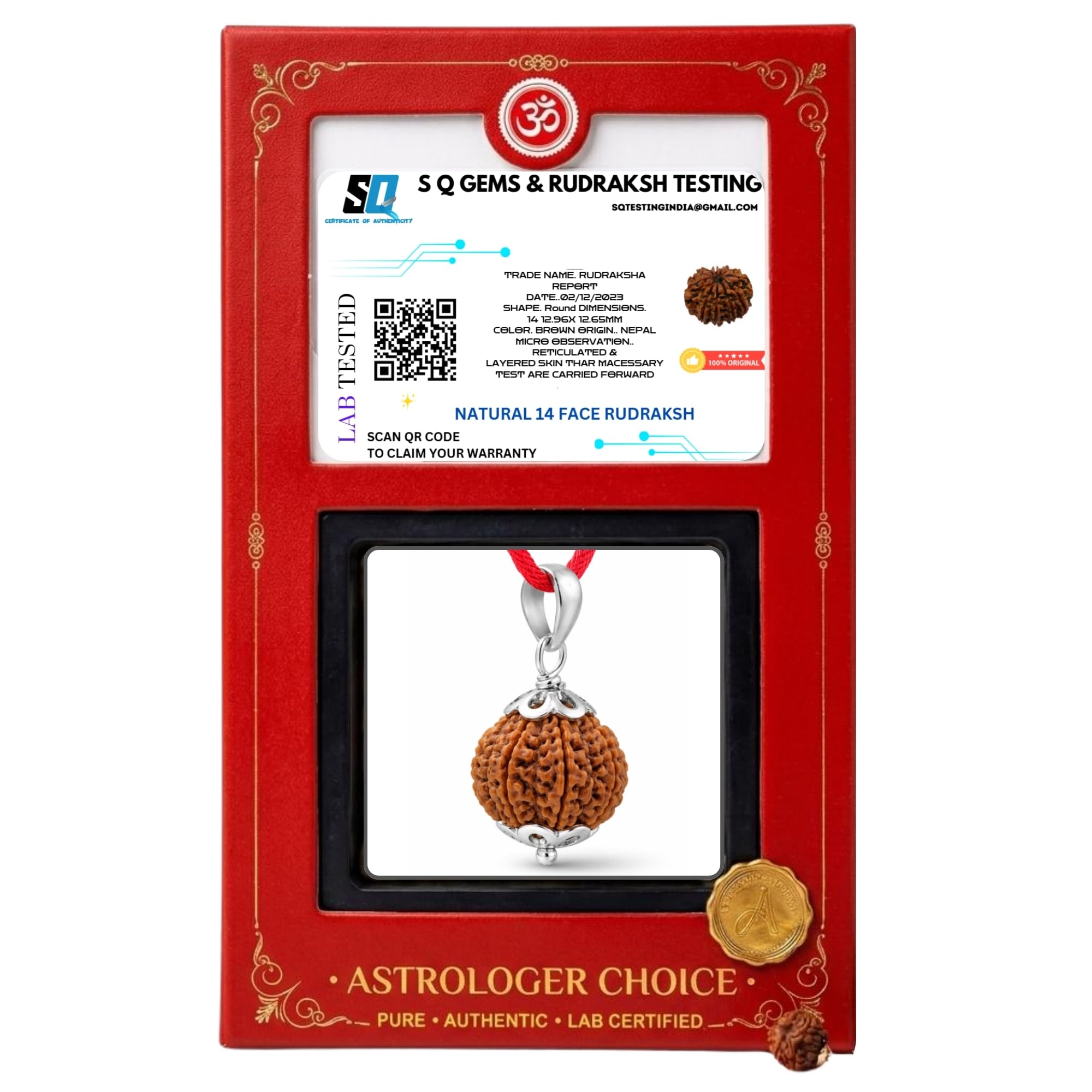 astrologer choice 14 Mukhi Rudraksh Original Certified 14 Face Rudraksh Nepal With Pendant 21mm | 14 Faced Rudraksh Nepal 14 Mukhi Nepali Rudraksh By SQ lab Certified-picture-43