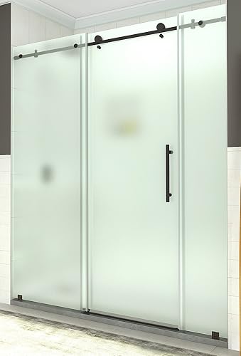 Aston SDR984F-ORB-72-10 Coraline - Puerta de ducha corredera sin marco de 68 a 72 x 76 pulgadas en vidrio esmerilado, bronce aceitado