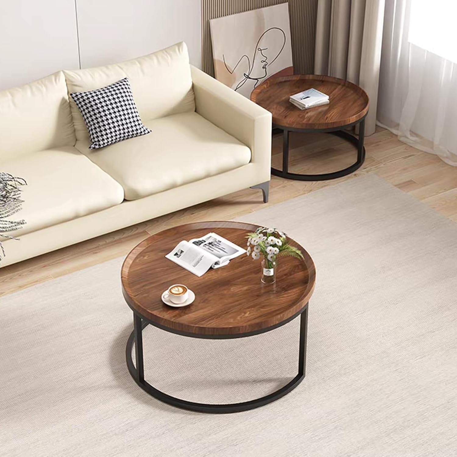 FOUBAM ラウンドコーヒーテーブル　2個セット FOUBAM ラウンドコーヒーテーブル 2個セット ラウンドネスティング