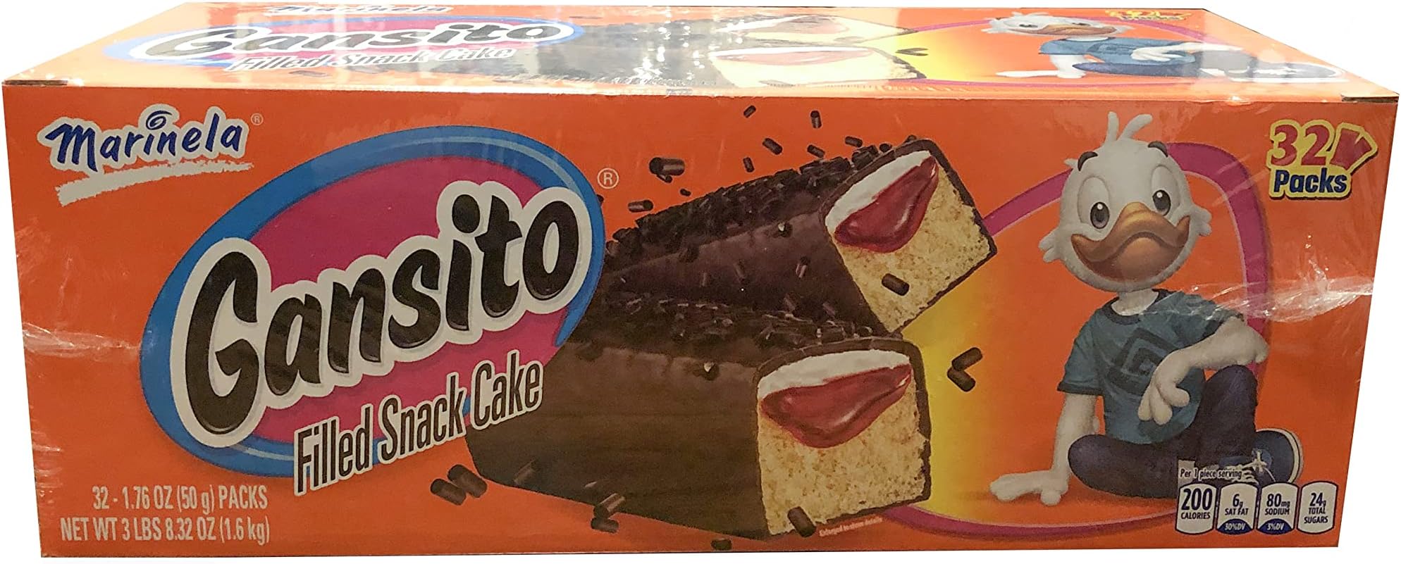 Gansitos Mexicanos. Filled Snack Cake. Marinela 32 Unit per Pack 1.76 oz (50gr