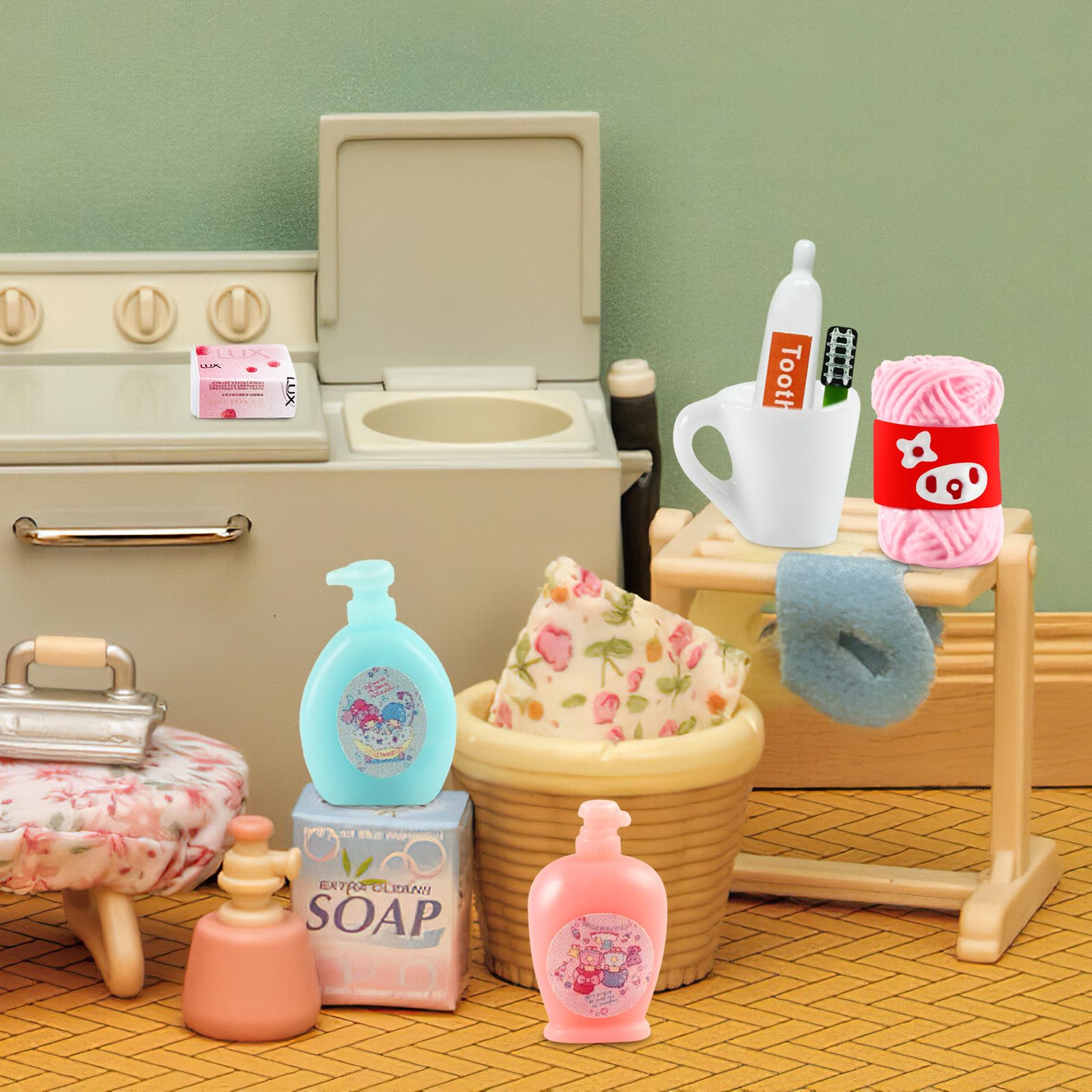 Puppenhaus Badezimmer Zubehör Set – 1:12 Miniatur, 9 Teile, Aus ABS, Für Puppenhaus-Deko