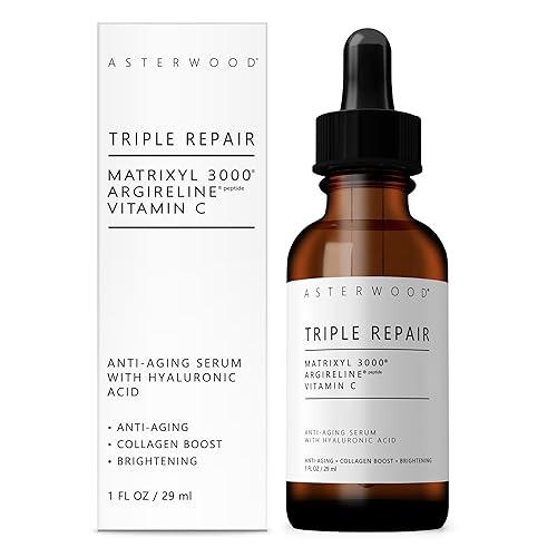 Miniatura 9 de Asterwood Naturals Triple Repair Matrixyl 3000  Argireline  ácido hialurónico  suero de vitamina C orgánica para la cara suero facial