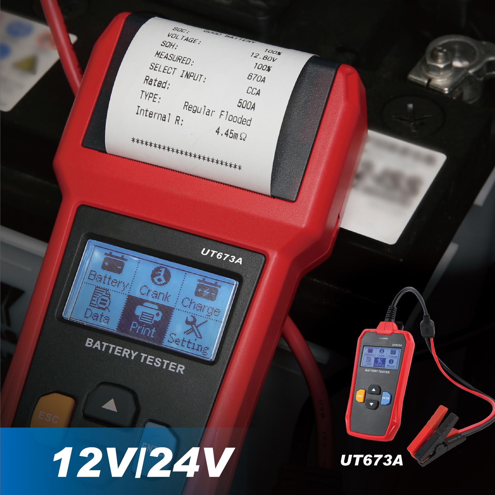 Hyuduo Tester Akumulatora Samochodowego, materiał ABS, Prosta Analiza Akumulatora Rozruchowego 12 V do Samochodów, Motocykli, Zakres Pomiarowy 30AH-200AH