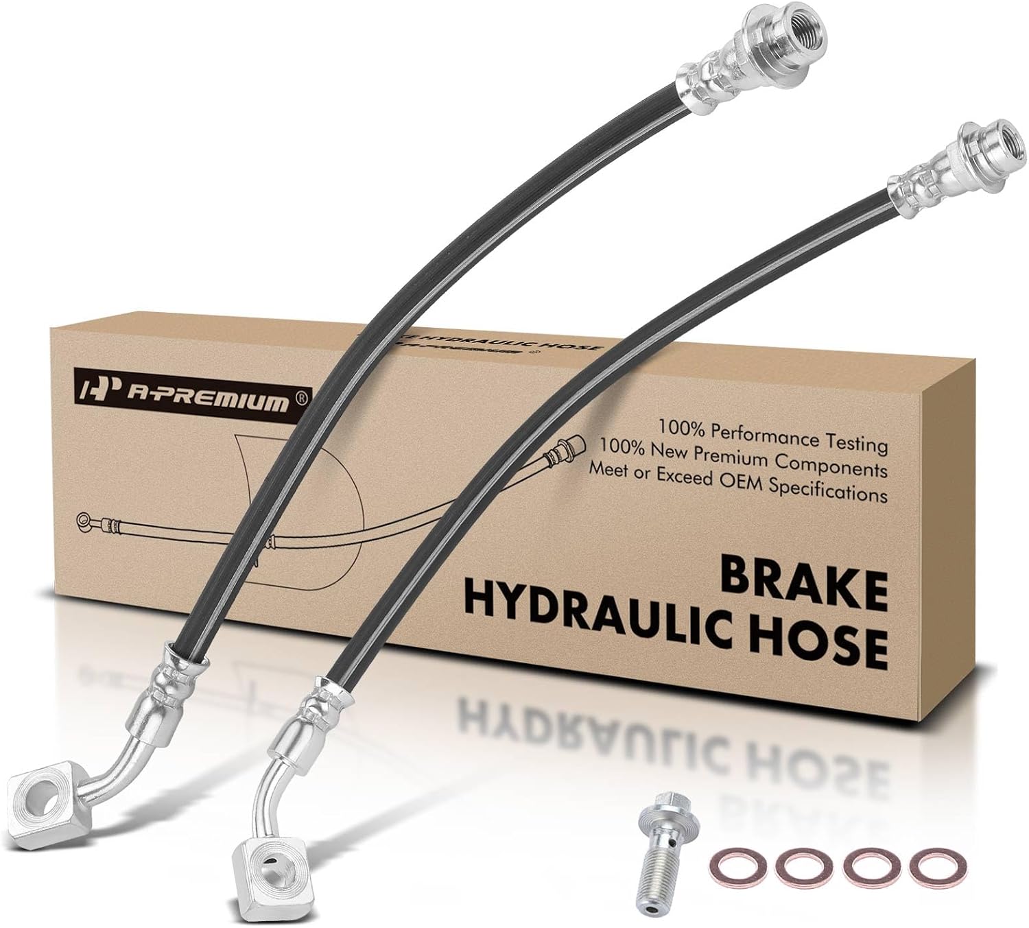 A-Premium Front Driver and Passenger Brake Hydraulic Hoses Compatible with Select Chevy and GMC Models - Colorado 2015-2018, Canyon 2015-2018 - Replace# 23153329, 23153330 (Pack of 2)