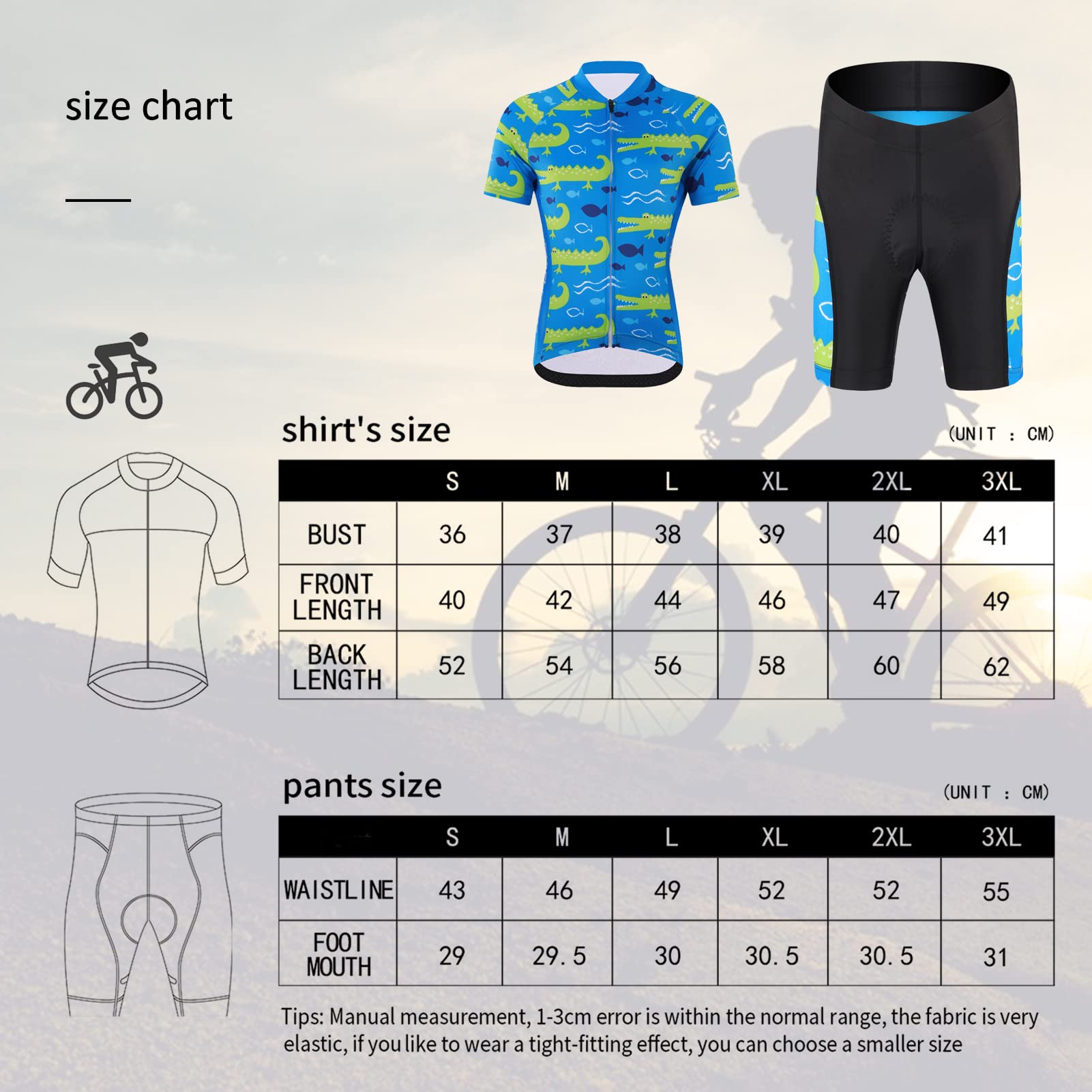 Ensemble Maillot de Cyclisme Enfant Garçon avec Poche Elastique Fille Maillots de Cyclisme Court + Short Rembourré Respirant Combinaison