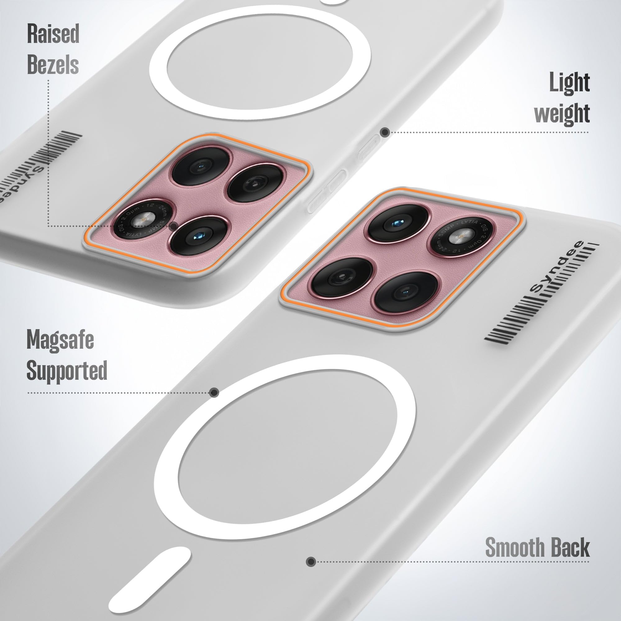 DL3 Mobilak Hard PC Frosted Translucent Case for Motorola Moto Edge 60 Fusion 5G / Edge 60 5G, Elegant White Back Cover, Compatible with MagSafe Magnetic Accessories, Anti-Scratch Protection (Clear)