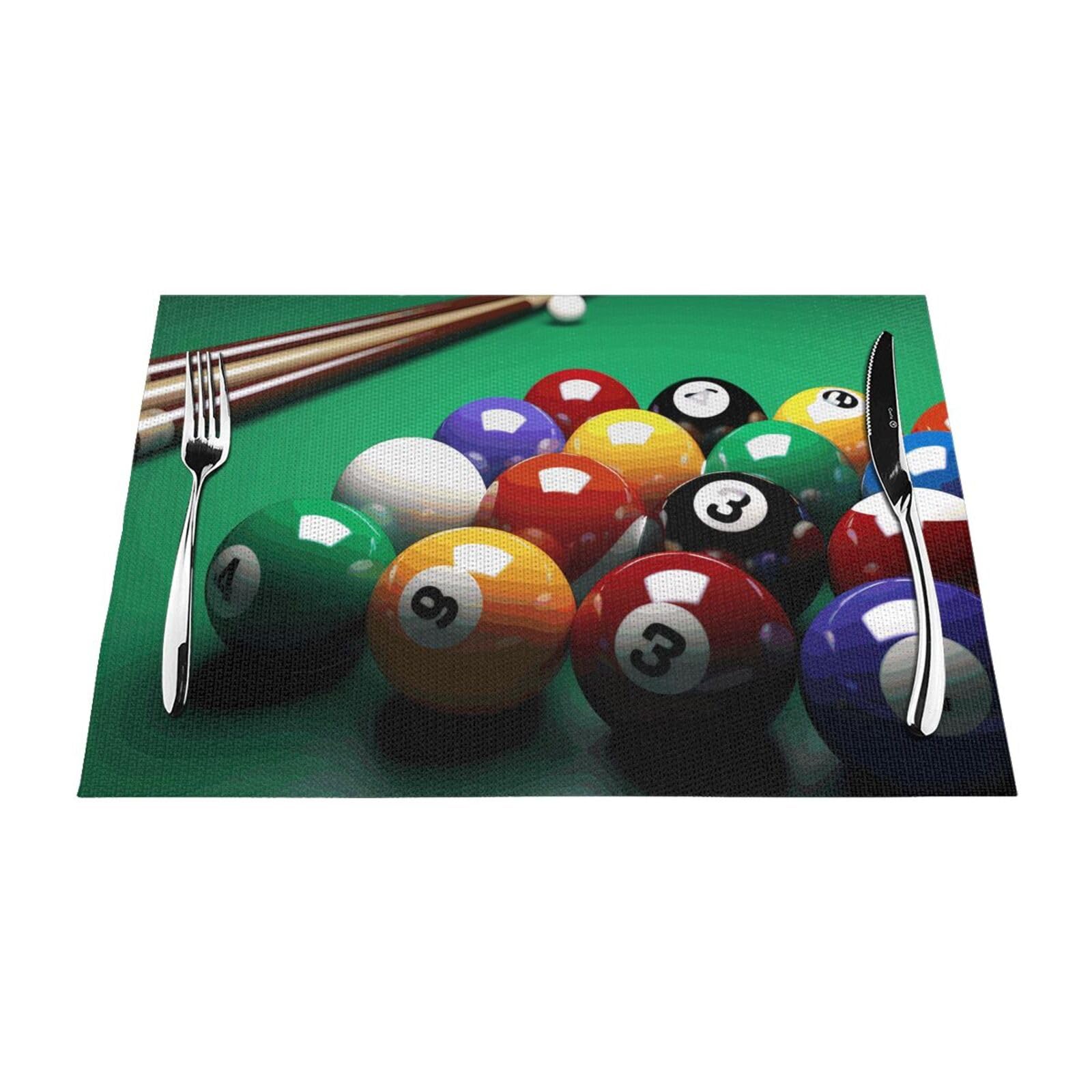 Placemats Set of 6 PCS Heat Resistant Non-Slip Place Mats for Dining Table Billiards Placemats Wipeable Washable PVC Weave Table Mats for Party Kitchen Dining Decor
