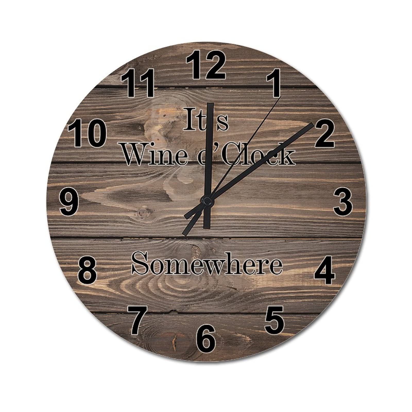 Horloge humour Wine O'Clock idée cadeau crémaillère pendule bois vintage 38cm