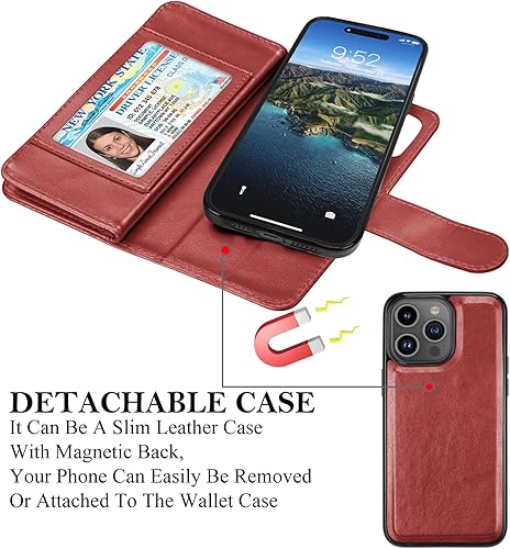 Miniatura 4 de Takfox Funda tipo cartera para iPhone 15 Plus, para iPhone 15 Plus, funda de piel sintética para tarjetas de crédito [9 ranuras para tarjetas] Funda