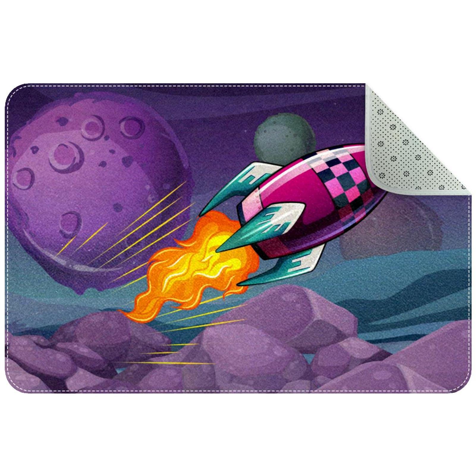 Paillasson violet fusée volante tapis entrée lune durable pour couloir et terrasse