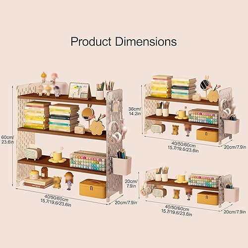 Miniatura 2 de Desk Shelf, Computer Desktop Bookshelf, Home Office Storage Organizer, for Office Desk Organization, Small Desktop Bookshelf with Storage