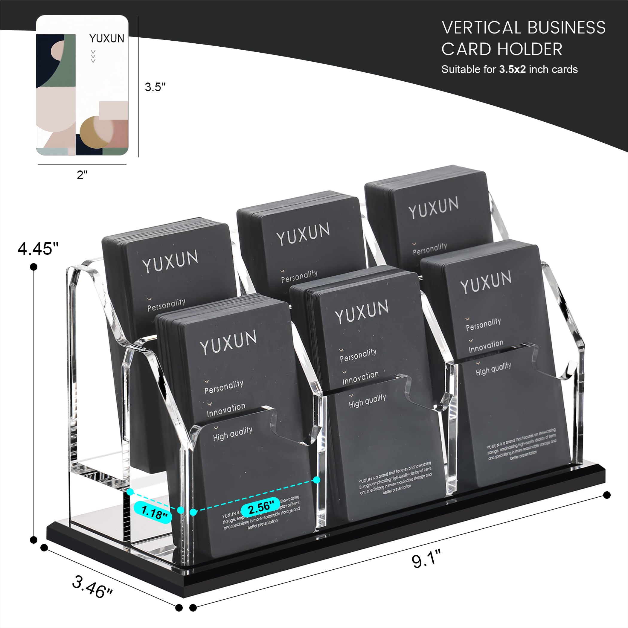 YUXUN Tarjetero vertical negro con 6 ranuras