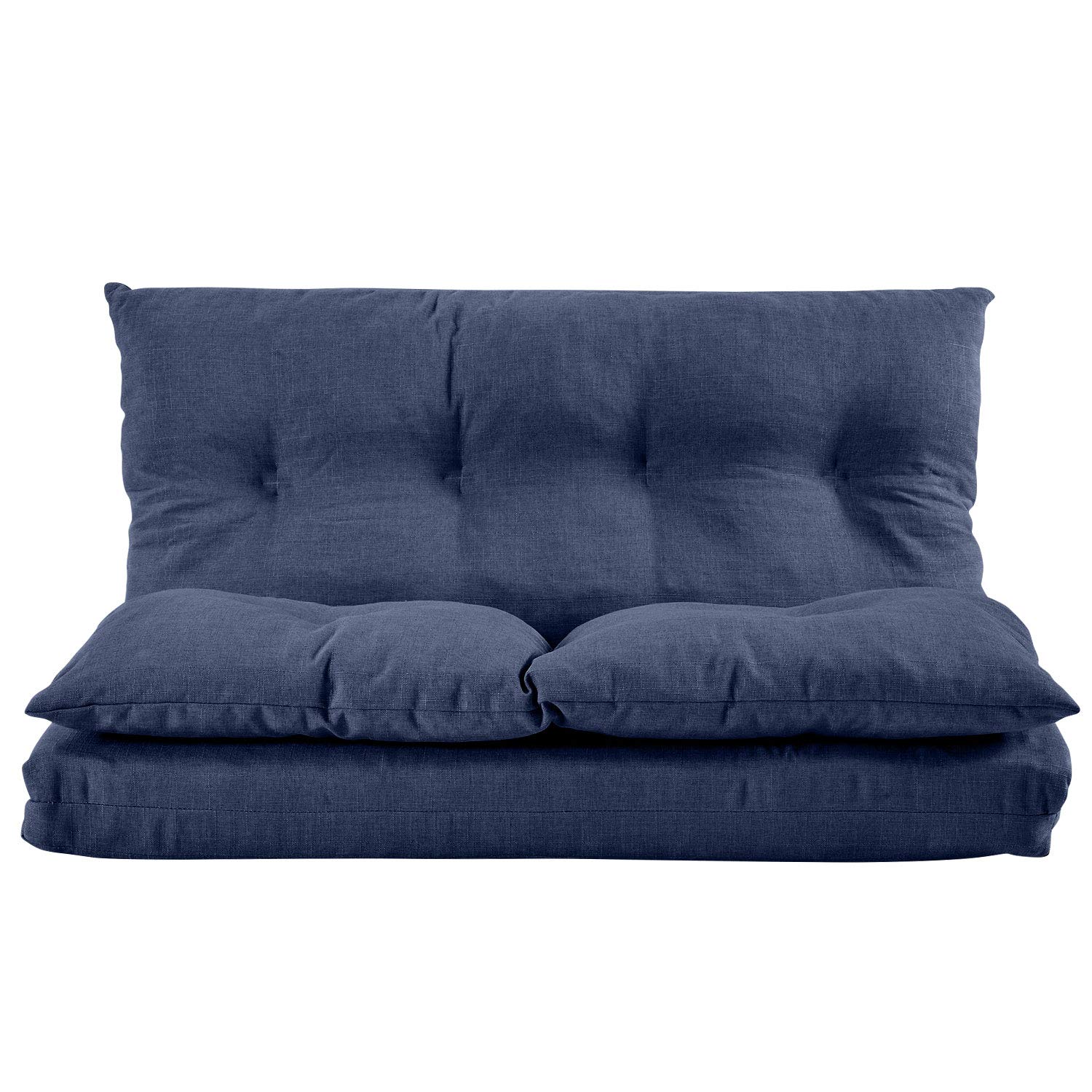 Adjustable Floor Couch Fabric Folding Double Chaise Lazy Sofa with Two  Pillows (Navy Blue)