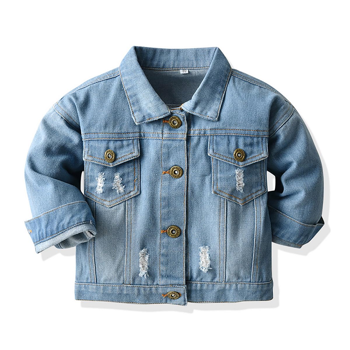 Toddler Baby Boy Girls Denim Jacket Button Down Basic Ripped Hoodie Jeans Coat Kid Cowboy Outwear Casual Clothes