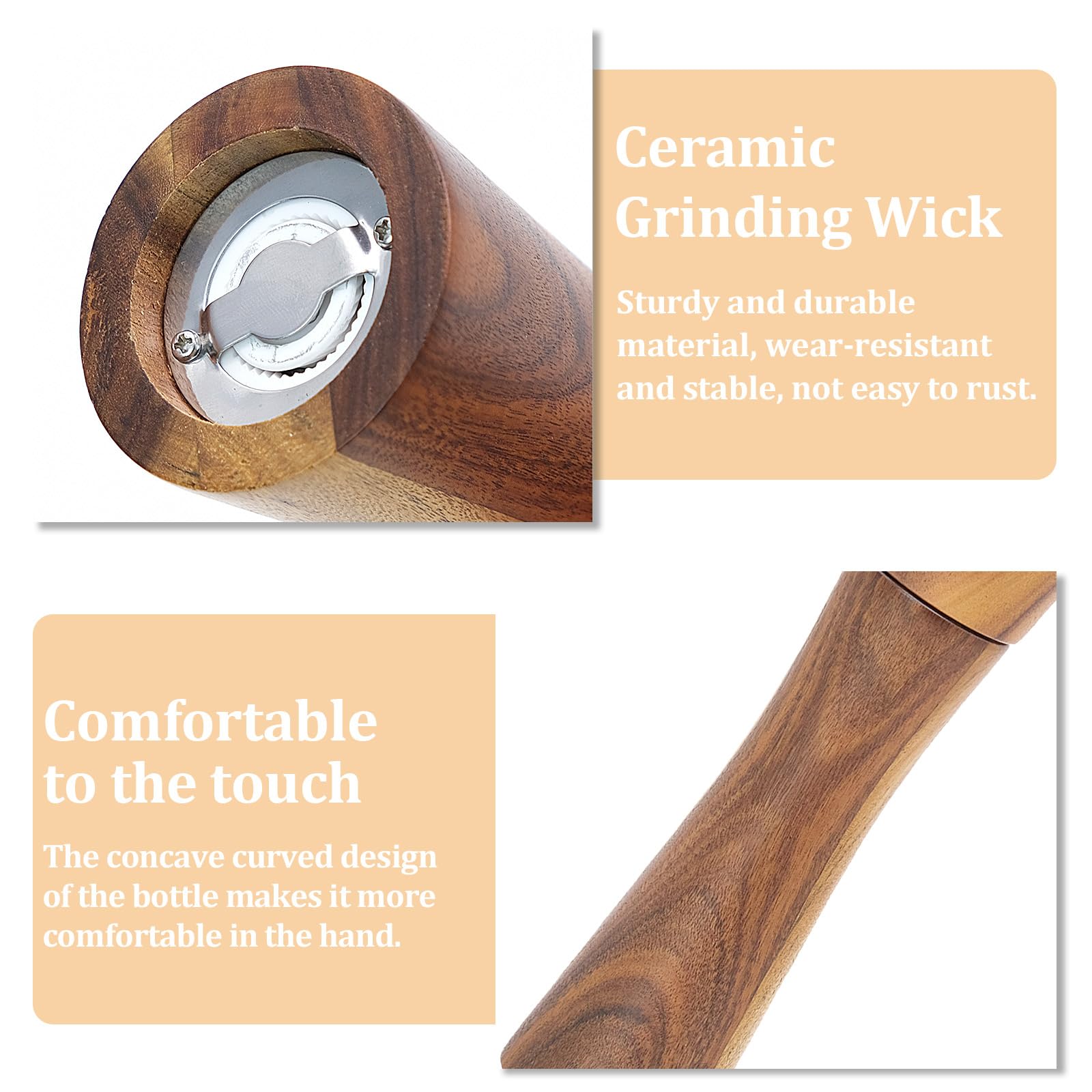 Macinapepe E Sale In Legno - Regolabile Con Meccanismo Ceramica, 22 Cm, Include Accessori - Foto 5