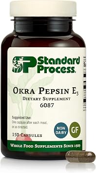 Standard Process Okra Pepsin E3, GI & Protein Digestion Aid, 150 Capsules