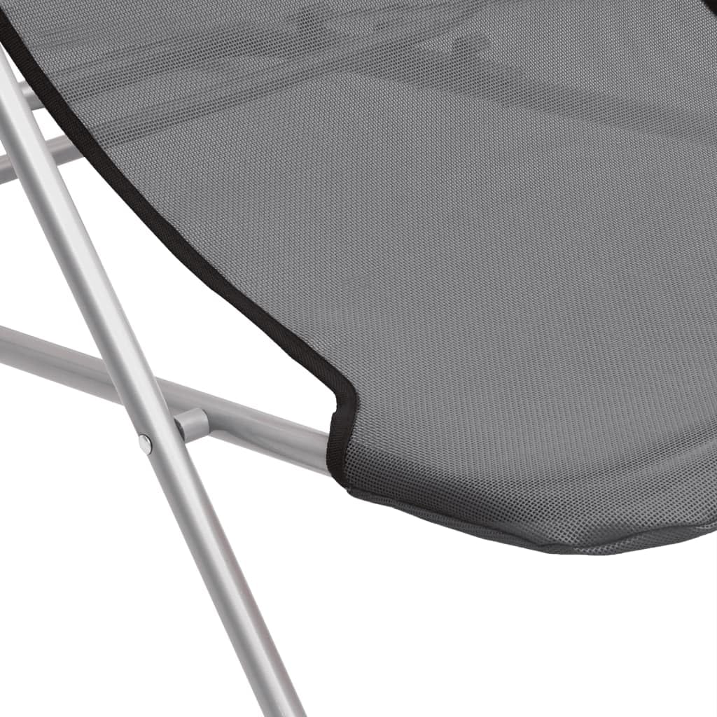 Strandstühle 2er Set Grau Textilene Pulverbeschichteter Stahl Outdoor Relaxliegen Gartenliegen Klappbar Poolliege Balkonliege Terrasse Camping Liegestühle