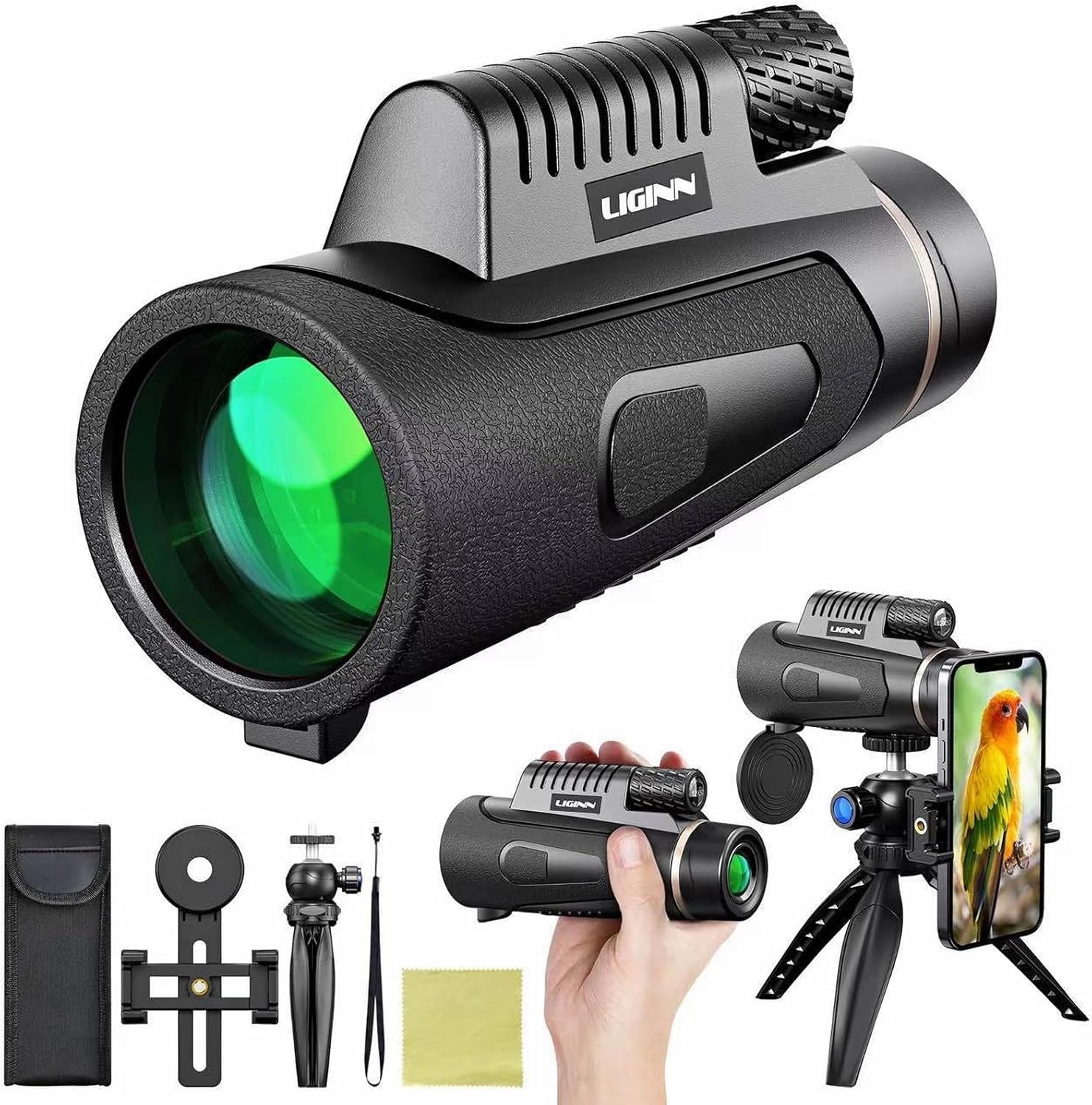 Telescopio Monoculare 12x50, monocolo con visione più ampia per adulti e bambini con prisma BAK4 e lente FMC, adatto per il birdwatching, escursionismo, campeggio