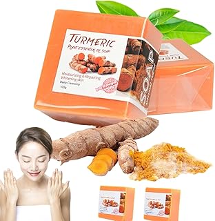 Waterfalls Turmeric Brightening Soap,Deep Cleansing Brightening Turmeric Soap,Waterfalls Skin Brightening Soap for Face and Body，With Olive Oil,Camellia Oil,Shea Butter (2pcs)