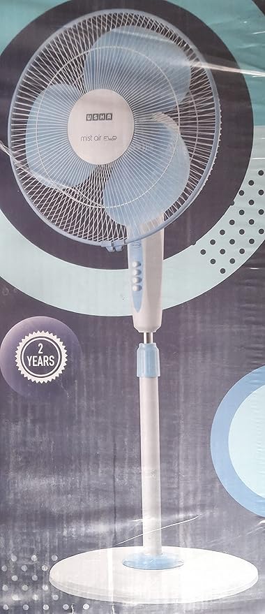 USHA Mist Air Flo 400mm Pedestal Fan (Light Blue), Standard, (13102MAF4022) Pack of 1
