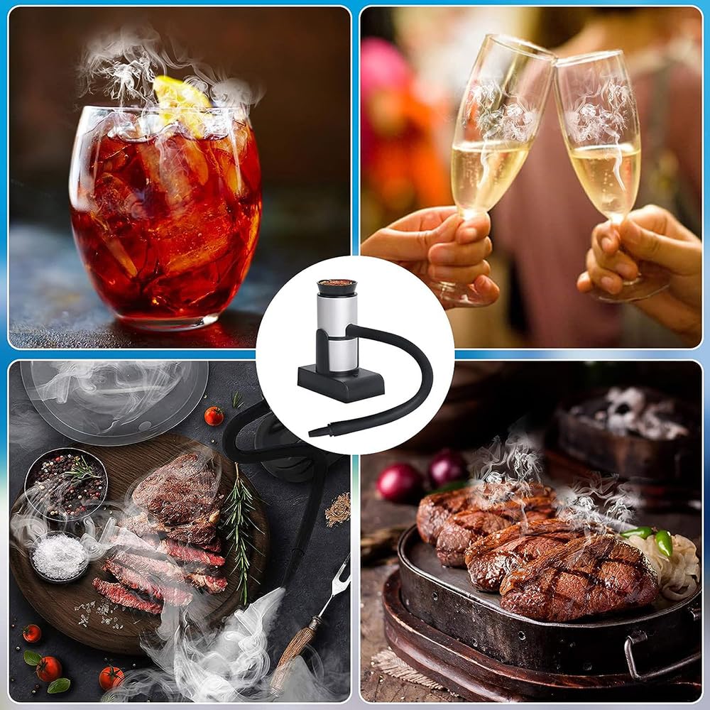 Kit de pistola de ahumar portátil para cócteles, carne, barbacoas y queso con aserrín y accesorios para uso en interiores, herramienta perfecta para ahumar bebidas