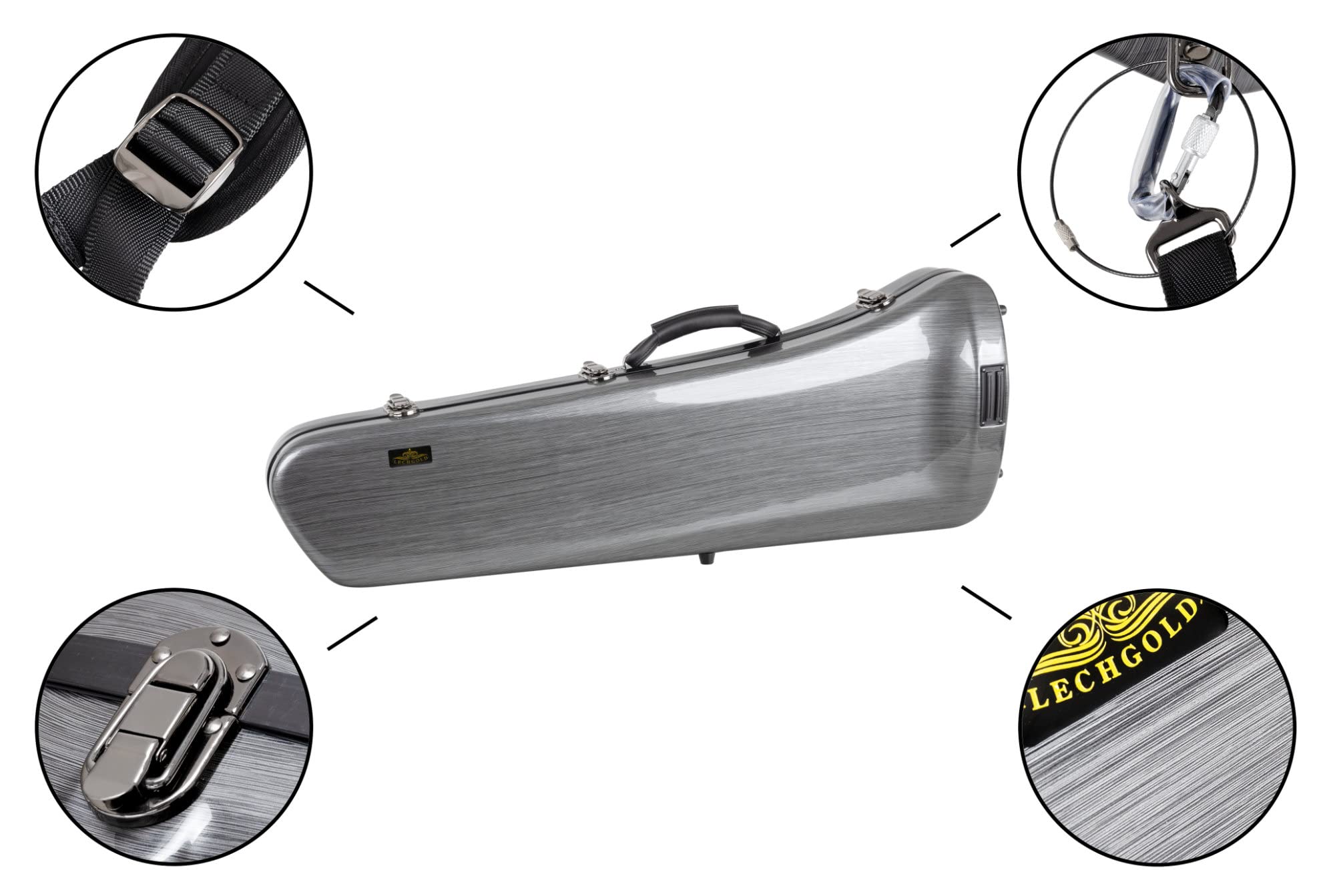 Estuche Deluxe Lechgold para Trombón, Caja de plástico resistente | Estuche para instrumento Lechgold "Deluxe" para trombón tenor, Carcasa dura absorbente de impactos, Peso: 4, 6 kg