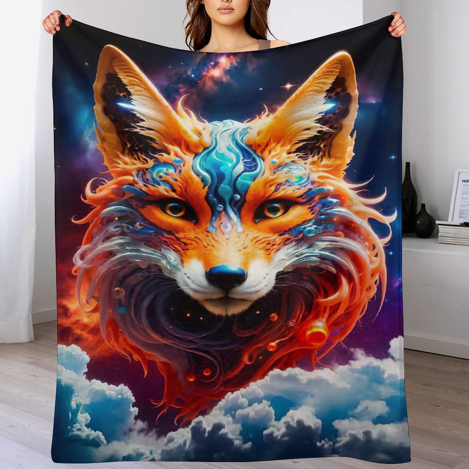 Couverture renard plaid enfant et adulte idée cadeau pour lit et travel