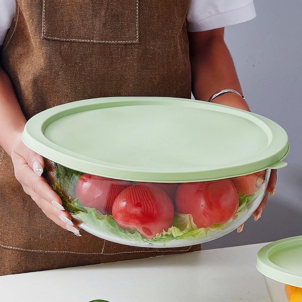 6.8Quart Glass Sourdough Mixing Bowls with Lids, Large Capacity Clear Bowls for Bread Making, Perfect for Mixing, Proofing, Storing Dough