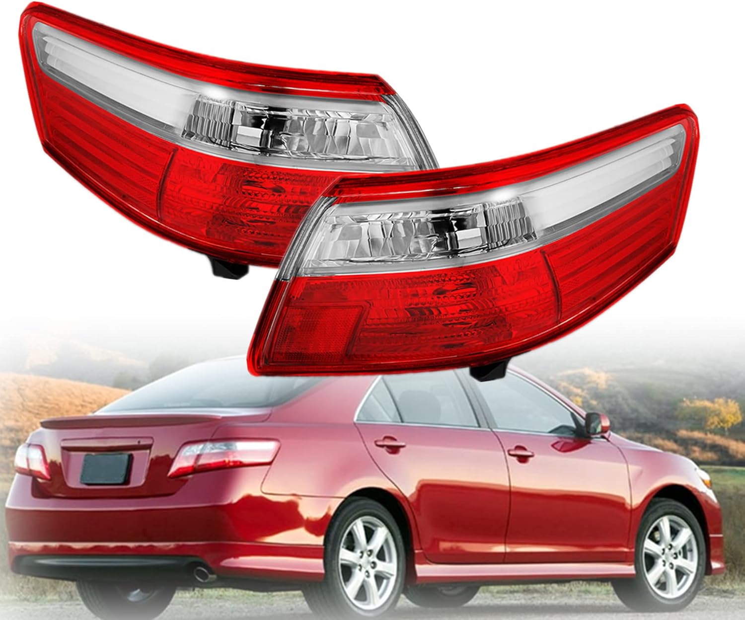 munirater Pair of Outter Piece Rear Tail Light Brake Lamp Replacement for Camry 2007 2008 2009 Driver and Passenger Side