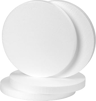 Crafare 10 Inch Foam Circles for Crafts 4 Pack 1 Inch Thick Round Polystyrene Discs White for Wedding Holiday Christmas Crafts Making and School Projects DIY